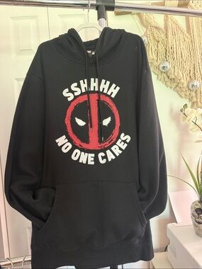 Marvel Black Hoodie Sweatshirt with Red & White Graphic